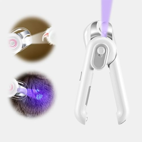YATOSEEN Krallenschere für Hunde, Krallenschere Katzen mit Doppeltem LED Licht, Anti-Schnitt-Blutlinie, Erkennung von Katzenmoos, für kleine Hunde, Katzen Meerschweinchen und Vögel Nagelwerkzeug, Grau