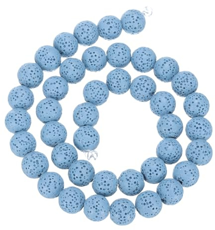 QUARKZMAN Perle di Roccia Vulcanica Viola 10mm Pietra Diffusore Fai Da Te | 1 Filo 41pz, Perlina Rotonda Sciolta Pietra Vulcanica, per Braccialetto Gioielli, Oli Essenziali