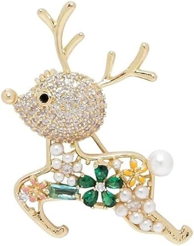 Niedliche Strass Perle Hirsch Brosche Schöne Weihnachts Rentier Brosche Abzeichen Laufender Hirsch Anstecknadel Cartoon Weihnachtsbrosche Anstecknadel Mädchenschmuck
