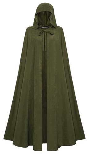 Scarlet Darkness Renässans med huva medeltida mantel hobbit halloween kostym olivgrön