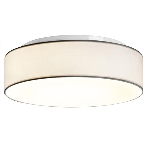 Zedelmaier Deckenlampe LED Deckenleuchte rund lampe decke Ø38cm E27x2/40W | Stoff lampenschirm für Wohnzimmer,Schlafzimmer,kinderzimmer,Flur,Schlafzimmerlampe,LED geeignet,Ø38xH12,5cm,ohne Leuchtmittel