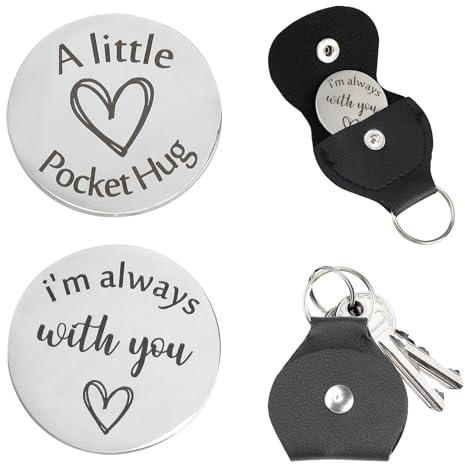 witeup Pocket Hug Token, Someone Special Gifts Pocket Hugs, Thinking of You Gifts Long Distance Relationship Gifts with Leather Keychains for Friends Family Lovers (A2)