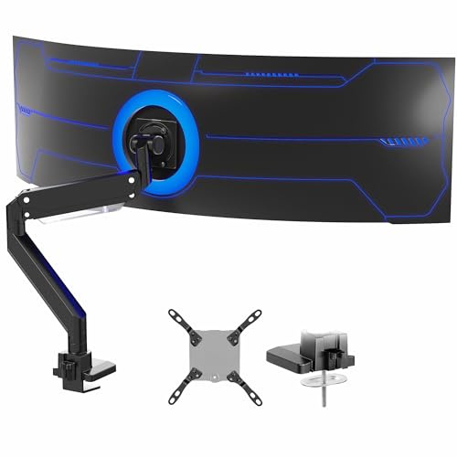 VIVO Robuster ultrabreiter Monitorarm für 144,8 cm (57 Zoll) Bildschirme bis zu 27 kg, Schreibtischhalterung, TV- und Monitorständer, entworfen für Samsung Odyssey Ark, Neo G9 und mehr, Schwarz,