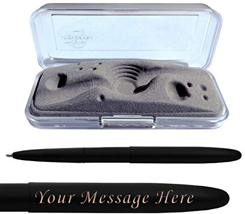 Fisher Space Pen Bullet Ballpoint Pen -Gift Box FREE ENGRAVING perfect Birthday or any fan of space, (Black without Clip)