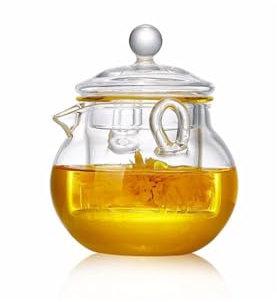 CHFYIJYHM Bouilloire à thé Classique Maison Théière transparente Petite bouilloire à thé créative Récipient à thé en verre Récipient de fabrication avec couvercle Théière 280 ml/9,9 oz Facile à utilis