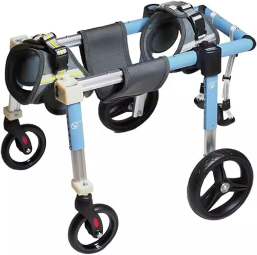 Hunderollstuhl mit 4 RäDern, Gehhilfe füR Behinderte Hunde, Rollstuhl Mit UnterstüTzung füR Kleine/Mittlere/GroßE Haustiere, Genesungswagen füR Dackel/Katzen/Kaninchen(Blue,X-Large)