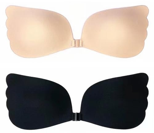 Reggiseno Invisibile, 2 Pezzi Coppe Adesive Seno, Reggiseno Adesivo Push Up, Coppe Silicone Adesive Push Up, Reggiseni Invisibili Donna,Riutilizzabile Reggiseno per Festa Matrimonio Uso Quotidiano(A)