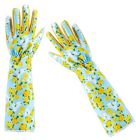 DIDILLX Guanti da giardino lunghi da donna, a prova di spine, guanti da giardinaggio traspiranti per giardinieri, giardinaggio e lavori in giardino