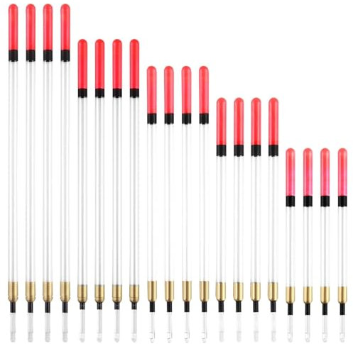 Siliget 20 Pcs Fishing Floats Set, Waggler Floats Fishing Tackle Accessories, 5 Size Straight Insert Fishing Floats Coarse for Fishing in Stillwater and Running Water