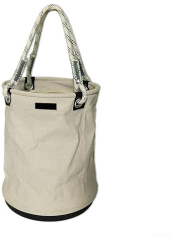 Seau utilitaire multifonction en toile avec base en plastique renforcé pour ranger les outils essentiels (blanc)