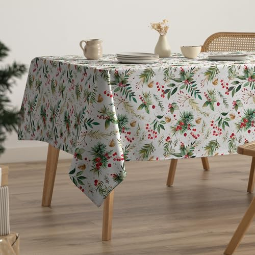 GAMUSI Tischdecke, Weihnachten, schmutzabweisend, Baumwolle, Esstisch, Weihnachtsdekoration, rechteckig, Stoff, 160 x 100 cm