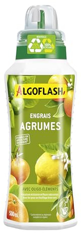 ALGOFLASH Engrais Liquide Agrumes, Citronniers, Orangers, UAB, 500 ml | Engrais liquide UAB avec fer pour des fruits abondants et des fleurs odorantes. Absorption optimale.