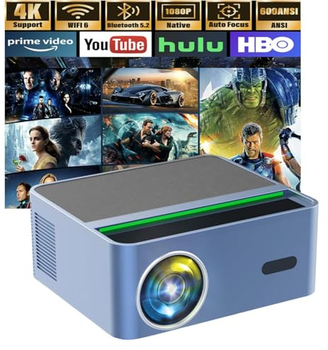 Netflix Official 26000 Lumen 4K Mini Projector with Android 11.0 Wifi 6 & Bluetooth - 50% Zoom Portable Home Cinema, Auto Keystone for iOS/USB/TV/PPT/PS5