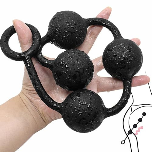 Silicone Beads Anal Plug Chain 4 Anal Balls Butt Plug Super Long Flexible Anal Plug Vaginal Prostate Massage Adult Sex Toy (L)