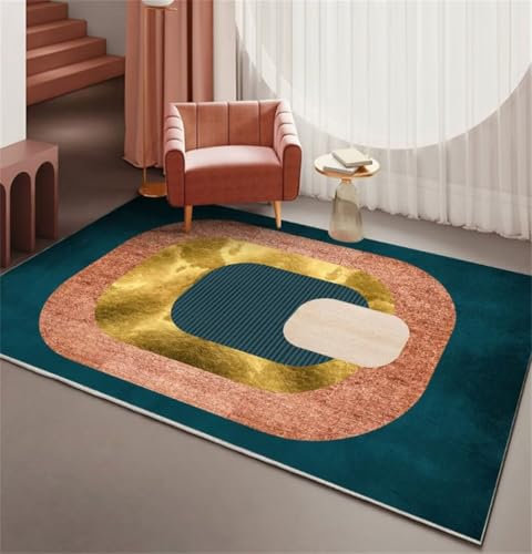 DJHWWD Wohnzimmerteppich Teppich Auslegware Schlafzimmer rechteckiger Flur Blauer rutschfest und schmutzabweisend Für auslegeware 70X110CM