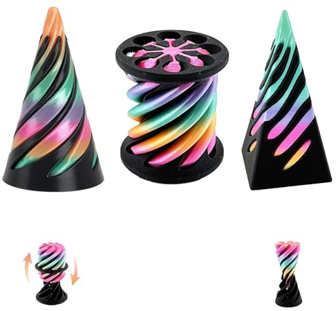 3 PCS Spiral Fidget Toy, Spiral Cone Fidget Toy, 3D Printed Spiral Cone Fidget Toys, Stress Relief Desk Toy for Adults, 3d fidget toys for Office, School or Home Use