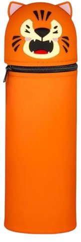 TETSMG Silikon Federmäppchen Tiger, Orange Tiger Federmappe, Federtasche aus Weichem Silikon für Stifte, Unisex Kapazität Mäppchen und Stiftehalter, Kawaii Federmäppchen Tiere, Geschenke für Kinder