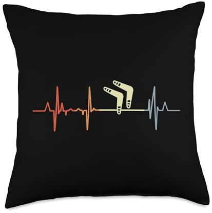 I Love Boomerang Retro Pulse Line Throw Pillow