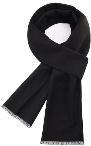 Lonya Bufanda Hombre Invierno Elegante Tartán Moda y Elegante Pashmina Clásico Resistente Cuadros Foulard Fría Suave al Ttacto Fular C-Negro,180 * 30cm