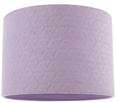 Modern Lilac Soft Velvet Fabric Drum Lampshade with Inner Cotton Lining | 18cm x 25cm | Unique Interlinking Stars Design by Happy Homewares