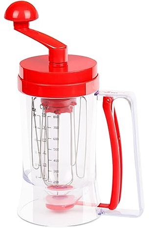 Mipcase Dispenser Manuale per Impasto Misurazione Imbuto per Pancake Torte Crepe Ciambelle Dosatore per Miscelazione Frusta Integrata e Tacche Misurazione