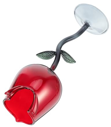 BIUDECO Copas De Vino Forma De Rosa 150 Ml Cristal Rojo Transparente Copa Decorativa Para Celebraciones Románticas Cenas San Valentín