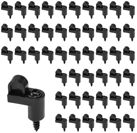 48pcs 3/8in Window Screen Clips with Screws, Nylon Diecast Door Glass Secure Fasteners Winter Holder Retainer Insert Latch Tabs for Hurricane Windows Storm Frame Panels Hardware Parts (Black)