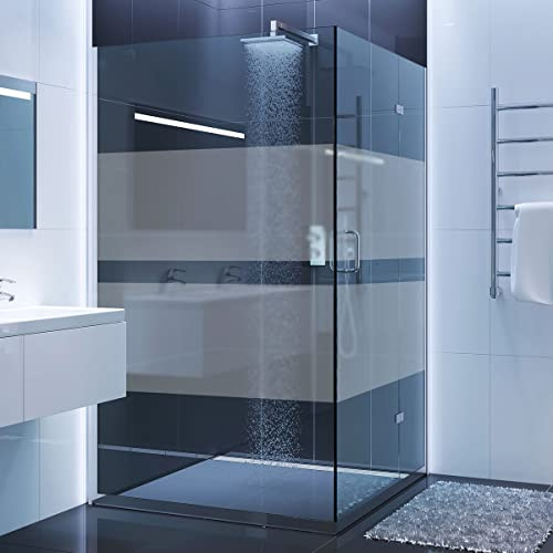 Ambiance Sticker Porte de Douche, Film dépoli vitre, Bande, 55 x 100 cm | Film dépoli pour vitre et fenêtre, intimité assurée jour et nuit, résistant à l'eau, retrait facile sans résidu ni trace
