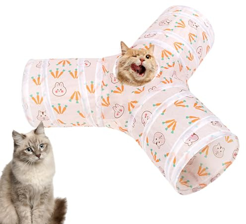 Katzen Tunnel Bett | Interaktiver 3-Wege Zusammenfaltbarer Kätzchen Spieltunnel | Katzen Versteck Loch Spielzeug, Haustier Zubehör Für Kleine Hunde Innen Außen - Innen Außen Garten Yard