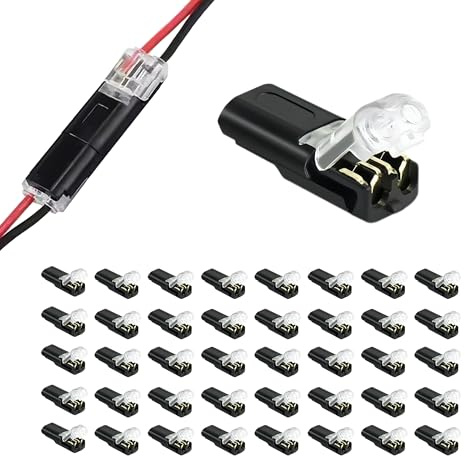 40 Pezzi 12V Connettori Elettrici Rapidi 2 pin, Impermeabili, Morsetti Elettrici Rapidi, Compatibili con Cavi 18-22 AWG, Crimp Connettori Robusti per Applicazioni Automobilistiche ed Elettriche