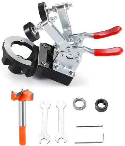 Anhoer 35mm Scharnier Bohrschablone Verdeckter Positionierungsscharnier-Locher mit Doppelklemme Topfscharnier Schablone Aluminiumlegierung Verriegelung Scharnier-Jig-Bohrlocher
