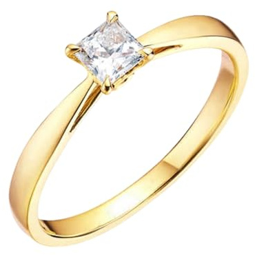 Ayoiow Vorsteckring Gold 585 mit 0,3 ct Diamant, Gold Ringe 585 Ehe für Freundin Größe 60 (19.1)| 14K Gelbgold | Trendiger Modeschmuck für Halloween