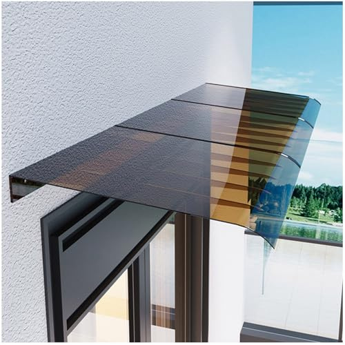 Outdoor Window Awning Canopy Polycarbonate Patio Roof Cover for Rain & Snow Protection Available in 16'' to 79'' Widths Brown (50cm x 170cm)