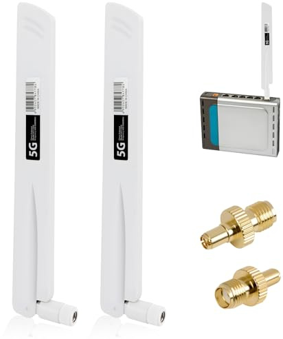 2 Stück 5G LTE Antenne,4G 18 dBi Signalverstärker, Omnidirektionale Mobilfunk Antenne 600–6000 MHz mit SMA & TS9 Anschluss für Router, Hotspot, IoT Gateway, Smart Home & WLAN Geräte