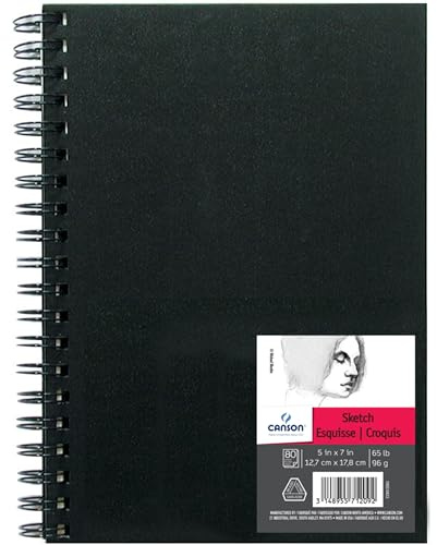 Canson Artist Series Sketchbook, Wirebound Journal, 5x7 inches, 160 Pages (65lb/96g) - Artist Paper for Adults and Students - Graphite, Charcoal, Pencil, Colored Pencil