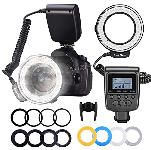 Neewer macro 48 lED-bague blitzleuchte (4 x diffuseur transparent/bleu/blanc-pour canon/nikon/panasonic/olympus/pentax appareil photo reflex
