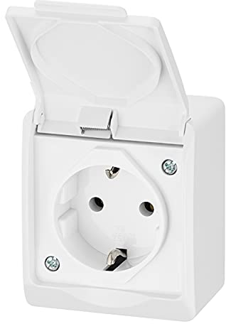 ELEKTRO-PLAST Aufputz 1-Fach Einfach Steckdose IP44 Wassergeschützt Außenbereich Weiß