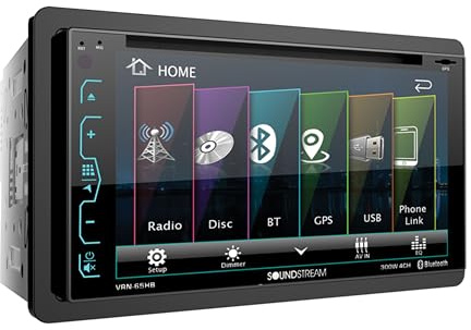 Soundstream VRN-65HB 2-DIN GPS/DVD/CD/MP3/AM/FM Receiver with 6.2 LCD/ Bluetooth/MobileLink X2,Black