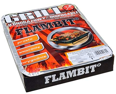 OSMA-WERM GMBH Flambit Einweggrill To Go, con Anzüghilfe, Carbonella, Aluschale, 1x Pacco (1 x Griglia)