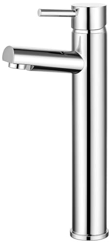 Hapilife Tall Bathoom Tap, Chrome High Rise Mono Countertop Basin Mixer Tap | Single-Lever Bathroom Sink Taps, Water Saving Technology, Fits Vessel Sink and Countertop Basin
