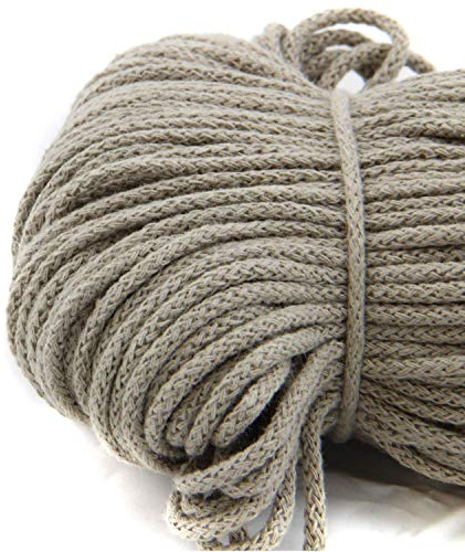 nts Nähtechnik 100m Baumwollkordel / 4mm breites Seil aus Baumwolle mit Polyester Kern/Deko Schnur (Dunkelbeige, 4)