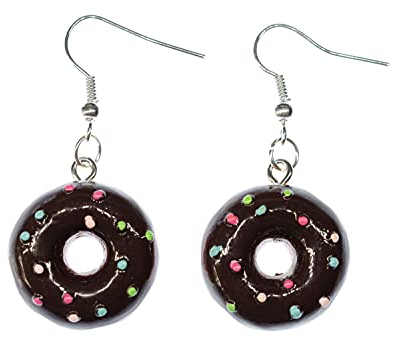 Miniblings Donut perles colorées marron - bijoux faits main de mode I glacis Sprinkles beignets bonbons gâteau Etats-Unis Fast Food Bijoux - Boucles d'oreille Boucles d'oreille