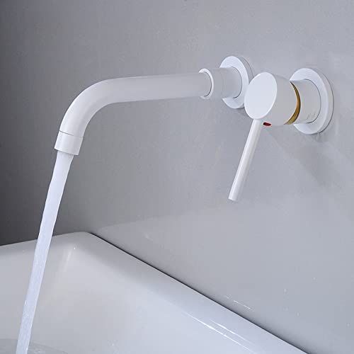 Unterputz Waschtischarmatur Badarmatur 360° Drehbar Einhebel Mischbatterie Wasserhahn waschbecken Kaltes und Heißes Waschtischarmaturen für Bad Weiß,Teilt