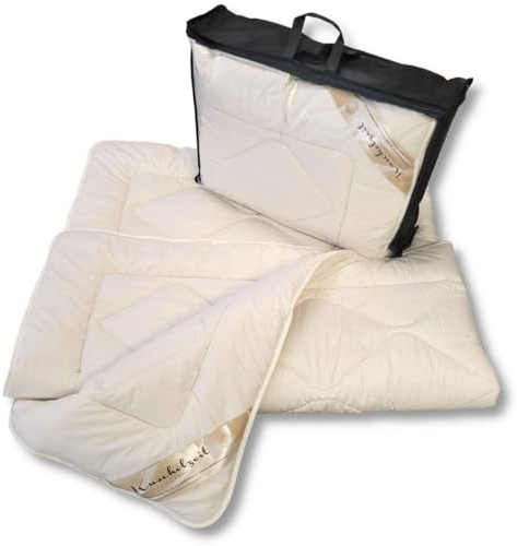 Meivita Merino Schaf-Schurwolle Ganzjahresdecke medium mit Zirbe in 135x200 cm Ganzjahresbett Steppdecke Bett-Decke Zirbenholz Spänen