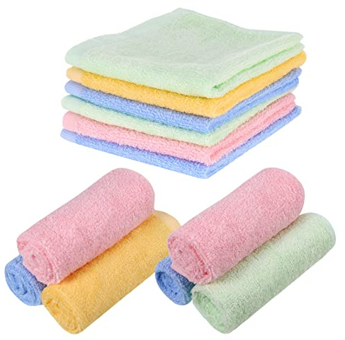 FRIUSATE 6 Pcs Flannel Face Cloths Baby Washcloths Quick Dry Reusable Face Body Cloths Squares Wash Flannels for Baby Kids Adults(25x25cm)