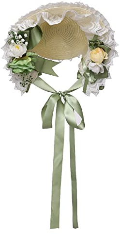 COSDREAMER Frauen viktorianische Mützen Spitze Blumen Tee Party Hüte (Hellgrün)