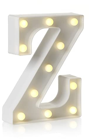 Auraglow LED Alphabet Buchstaben & Zahlen Licht Schild Dekorationen Lampe für Zuhause Geburtstag Party Event, Nachtlichter, batteriebetriebene Buchstaben und Zahlen mit vier Stunden Timer (Z)