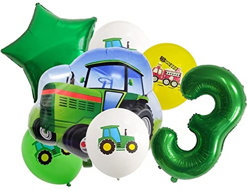 DIWULI Globos de Cumpleaños Tractor 3 Años - Decoración