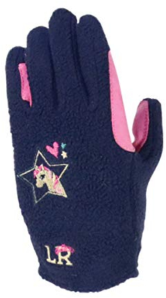 Little Rider - Kinder Reithandschuhe, Fleece (M) (Marineblau/Pink)