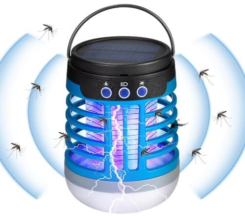 Anulely Lampe électrique Anti-moustiques | Ampoule LED étanche Rechargeable par USB Zapper - Piège à moustiques à Faible Bruit à énergie Solaire, piège à Mouches Portable pour Patio et Jardin
